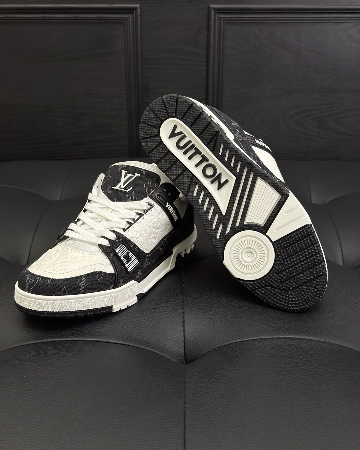 White blue and White Black Shoes - FashionHype.xyz