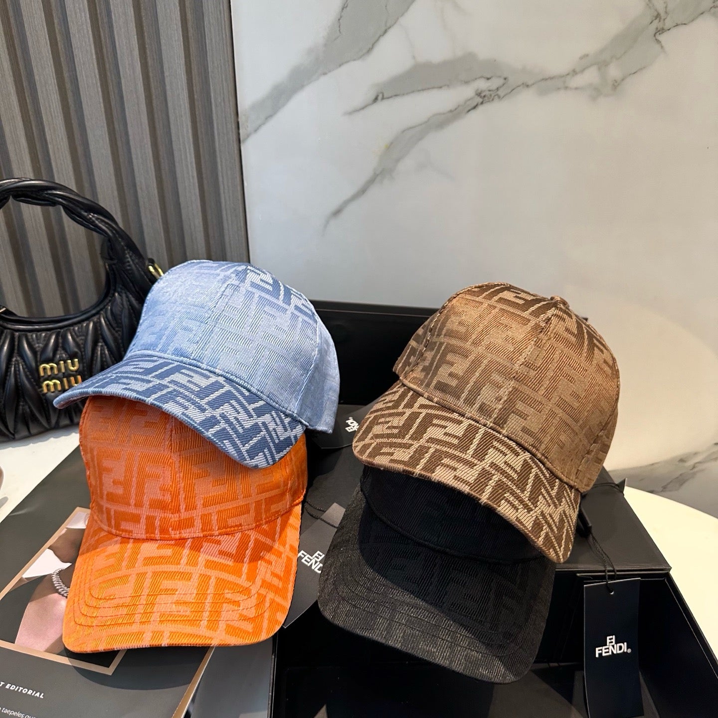 Brown, Black and Blue Cap - FashionHype.xyz
