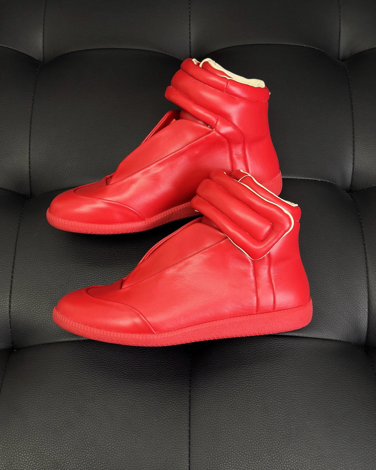 Blue, White, Red and Dark grey Shoes
