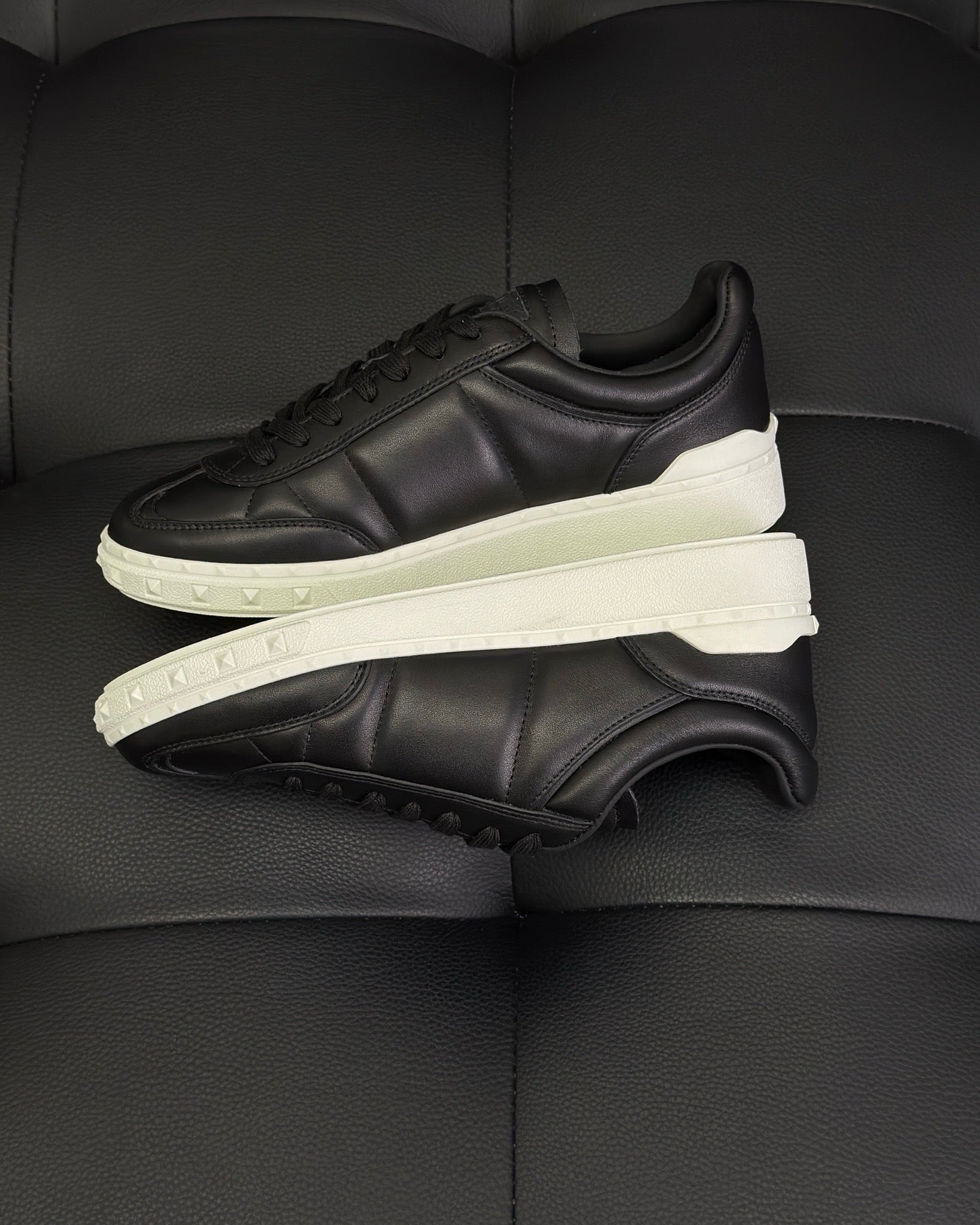 Black white and White Shoes