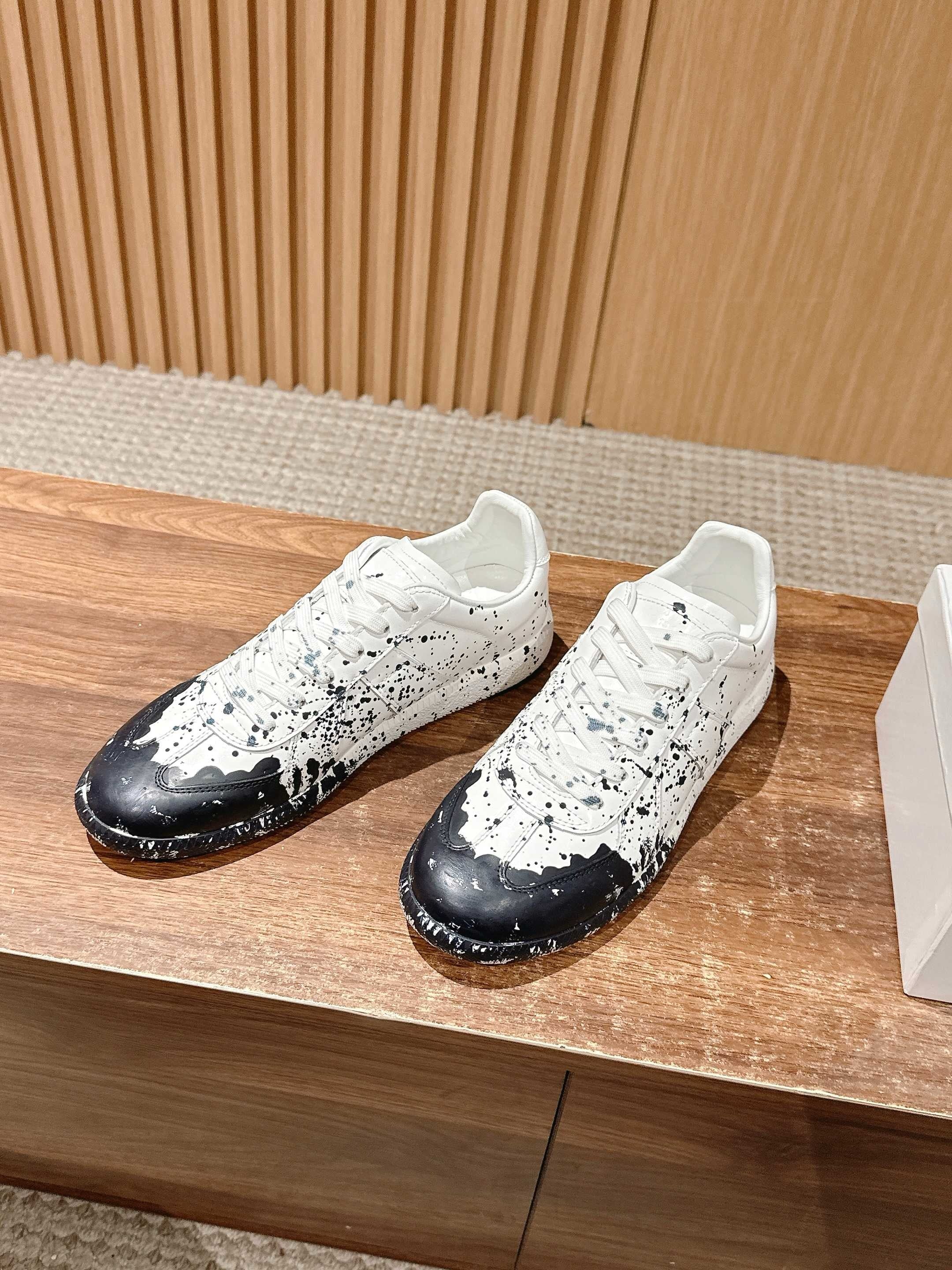Black white and Paint drop Shoes