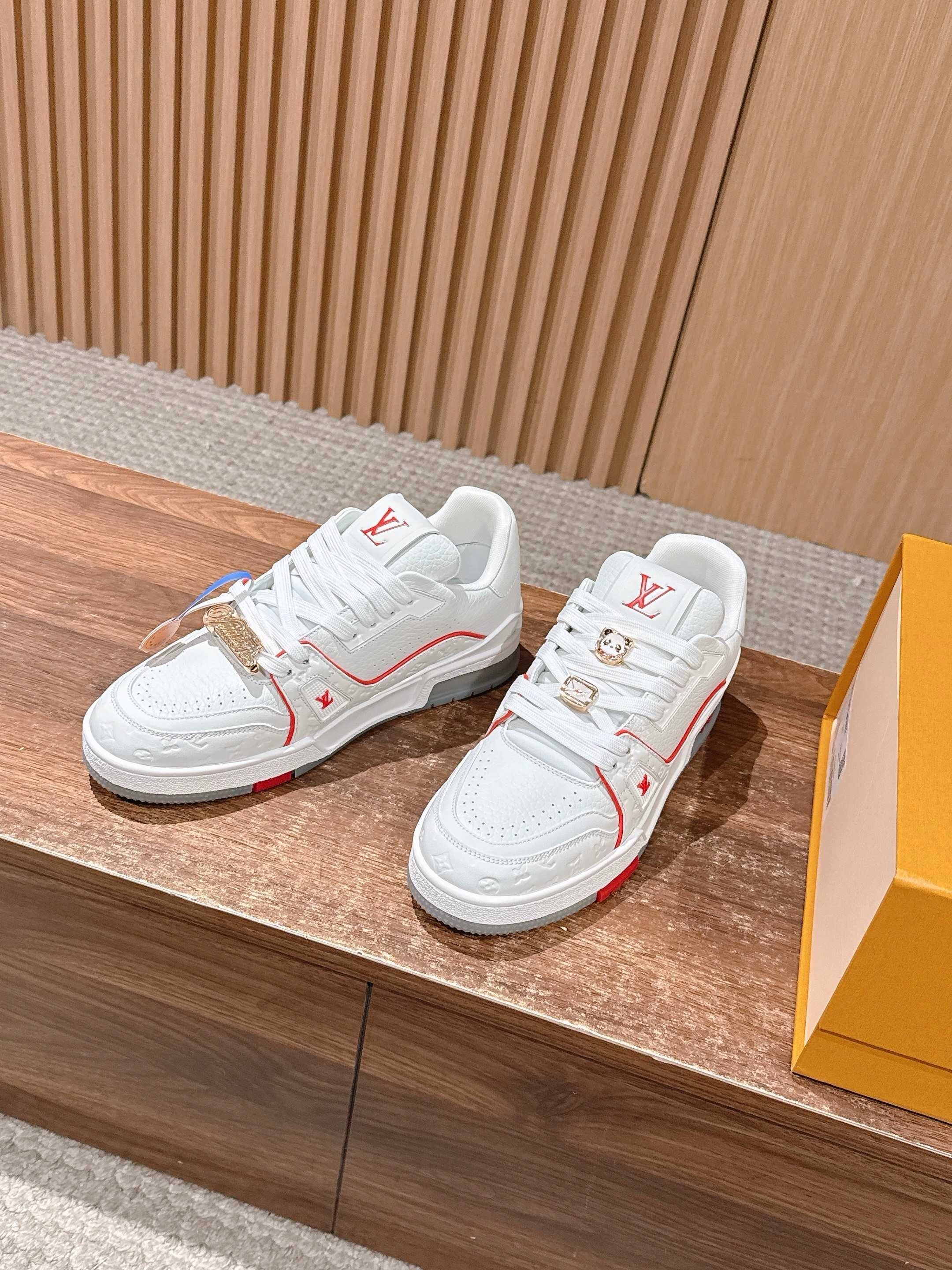 White grey and White red Shoes