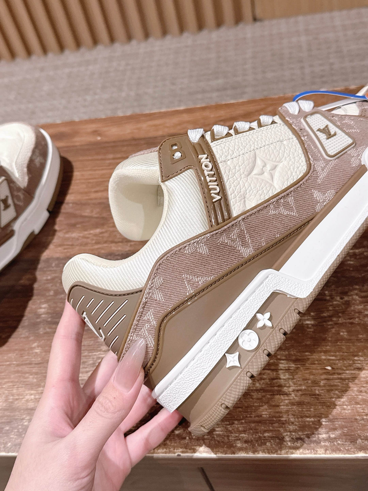 White grey and White brown Shoes