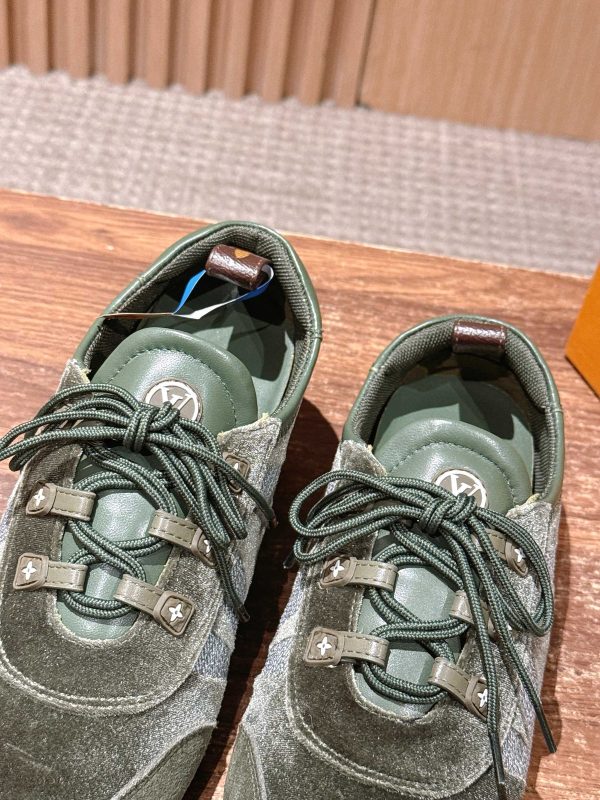 Red, Dark green and Black Shoes