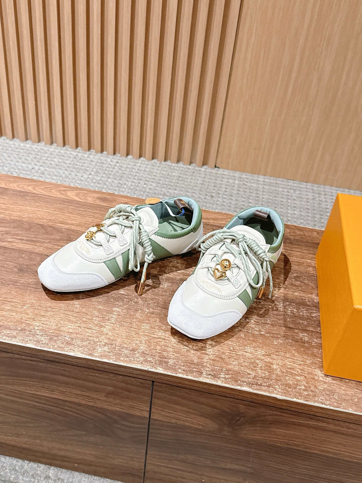 Grey green, Grey blue and Brown dark green Shoes