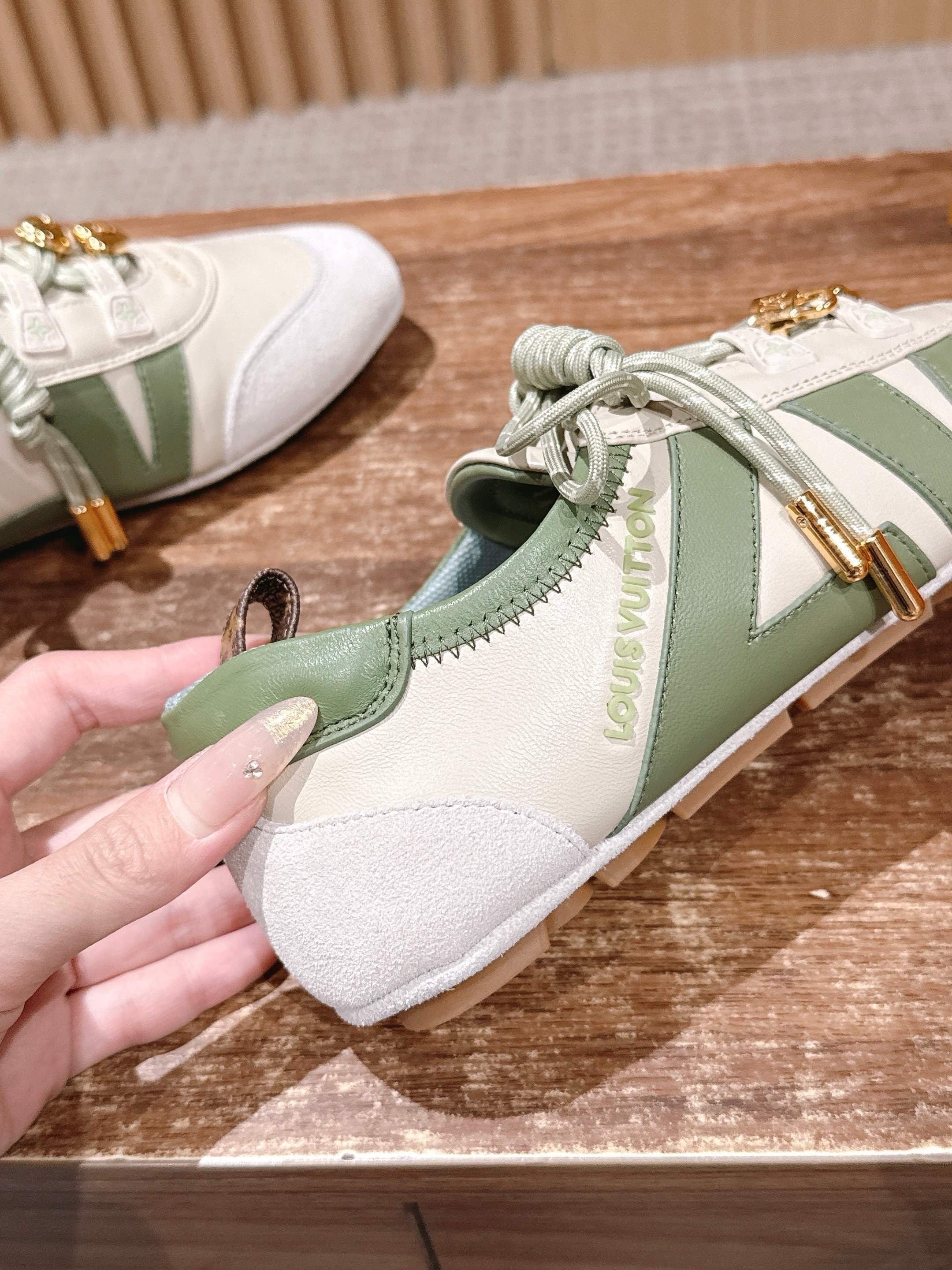 Grey green, Grey blue and Brown dark green Shoes