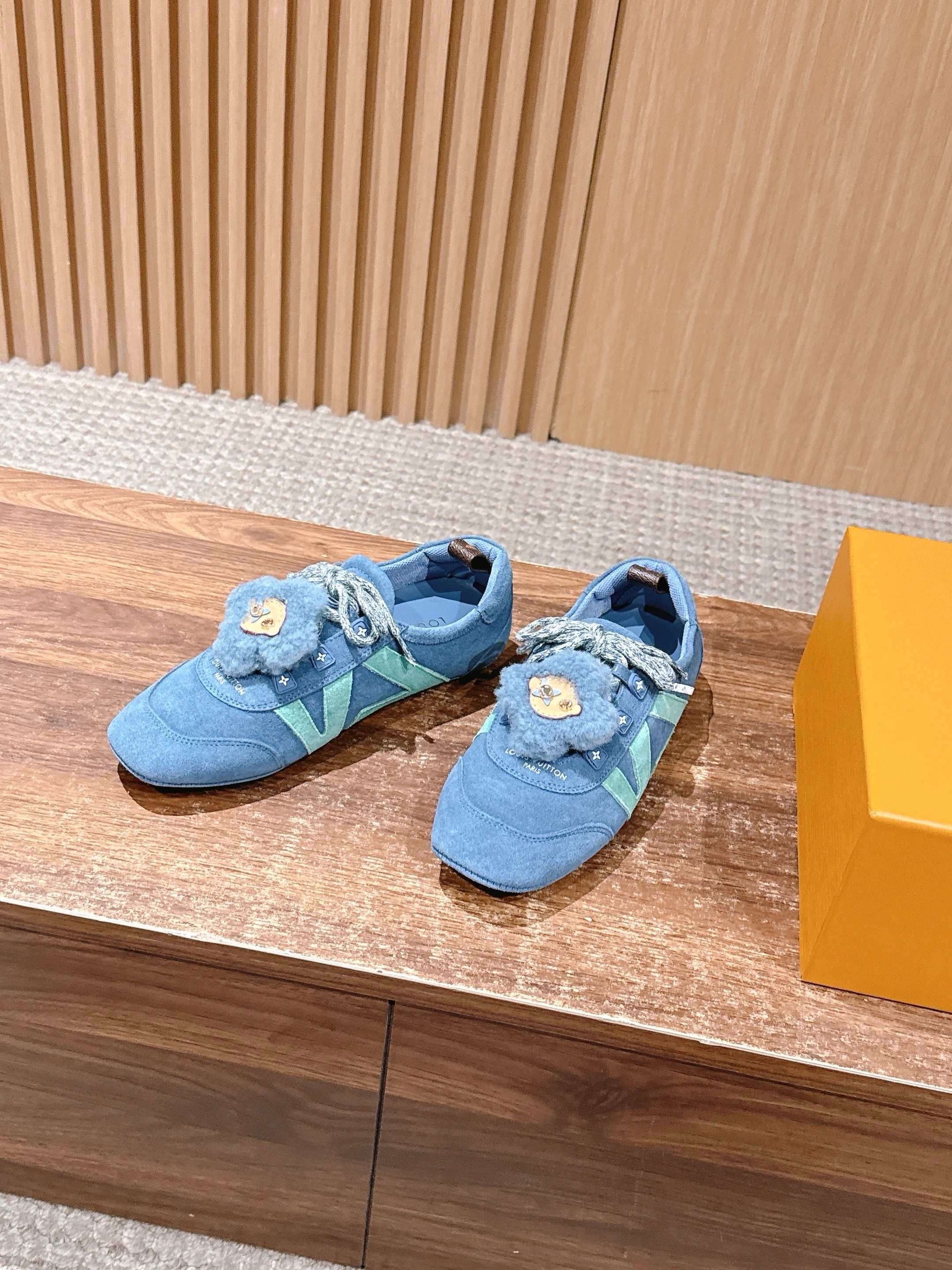 Blue and White Shoes