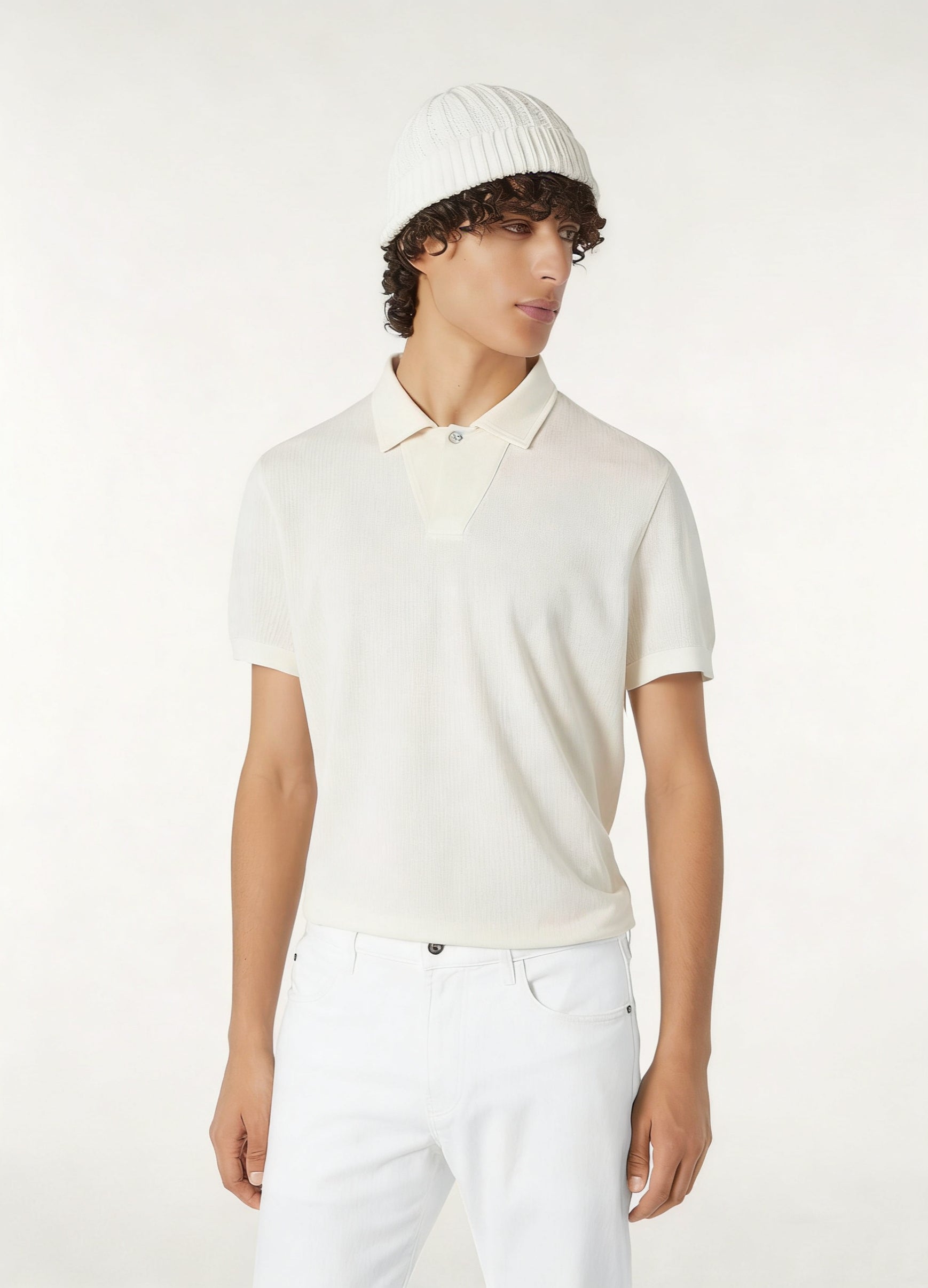 White, Blue and Grey Polo - Size 50