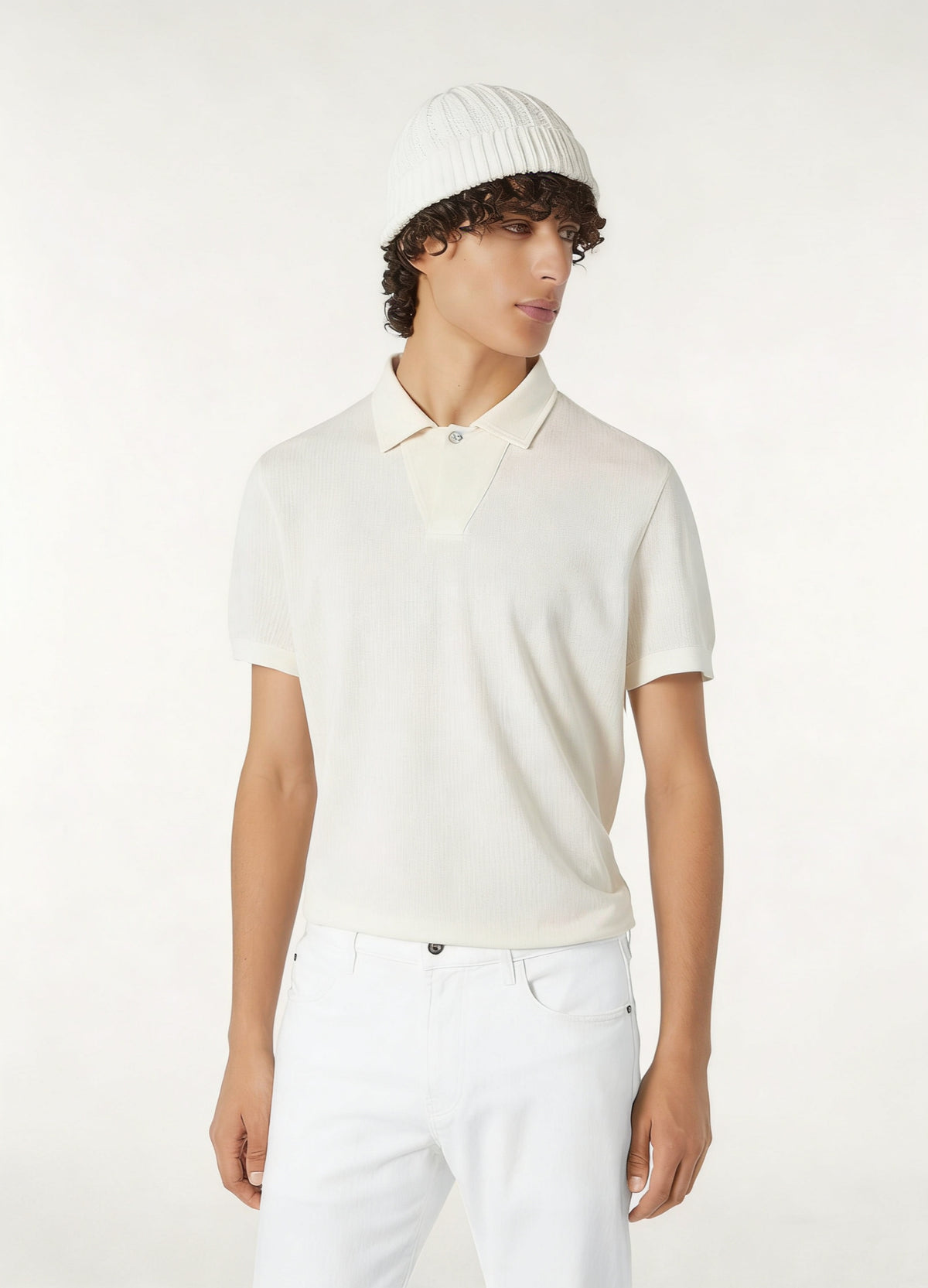 White, Blue and Grey Polo - Size 50
