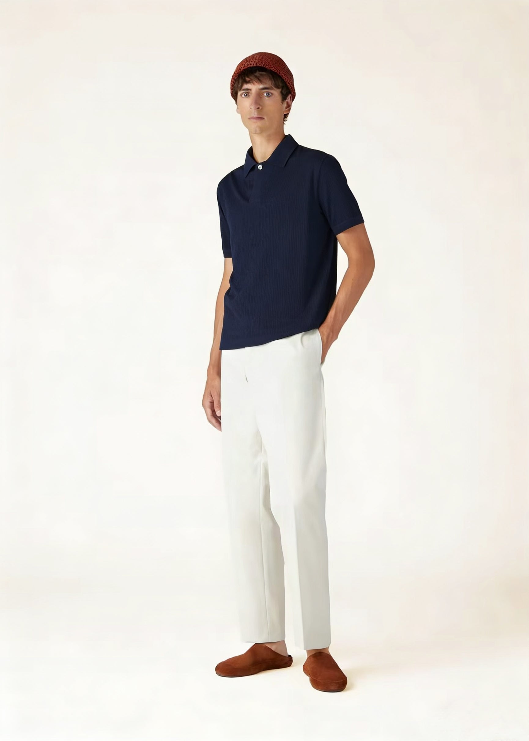 White, Blue and Grey Polo - Size 50