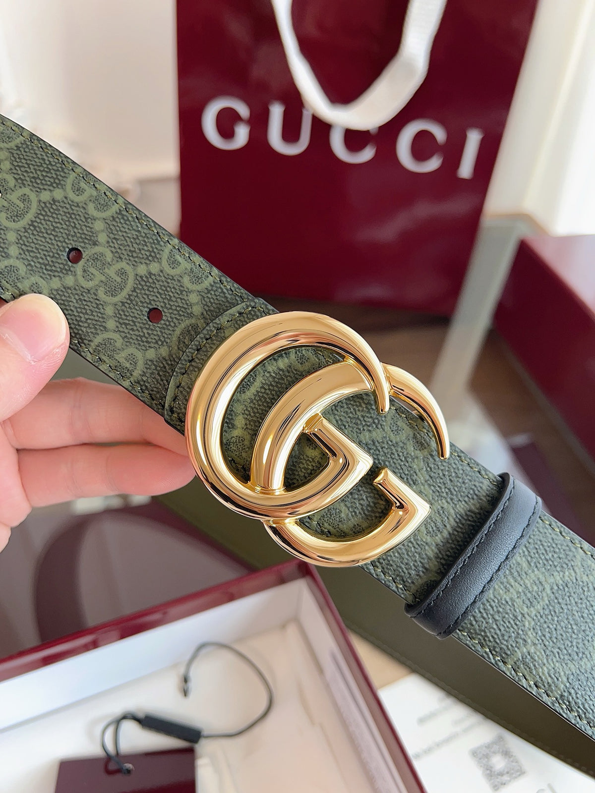 Grey and Dark green Belt - FashionHype.xyz