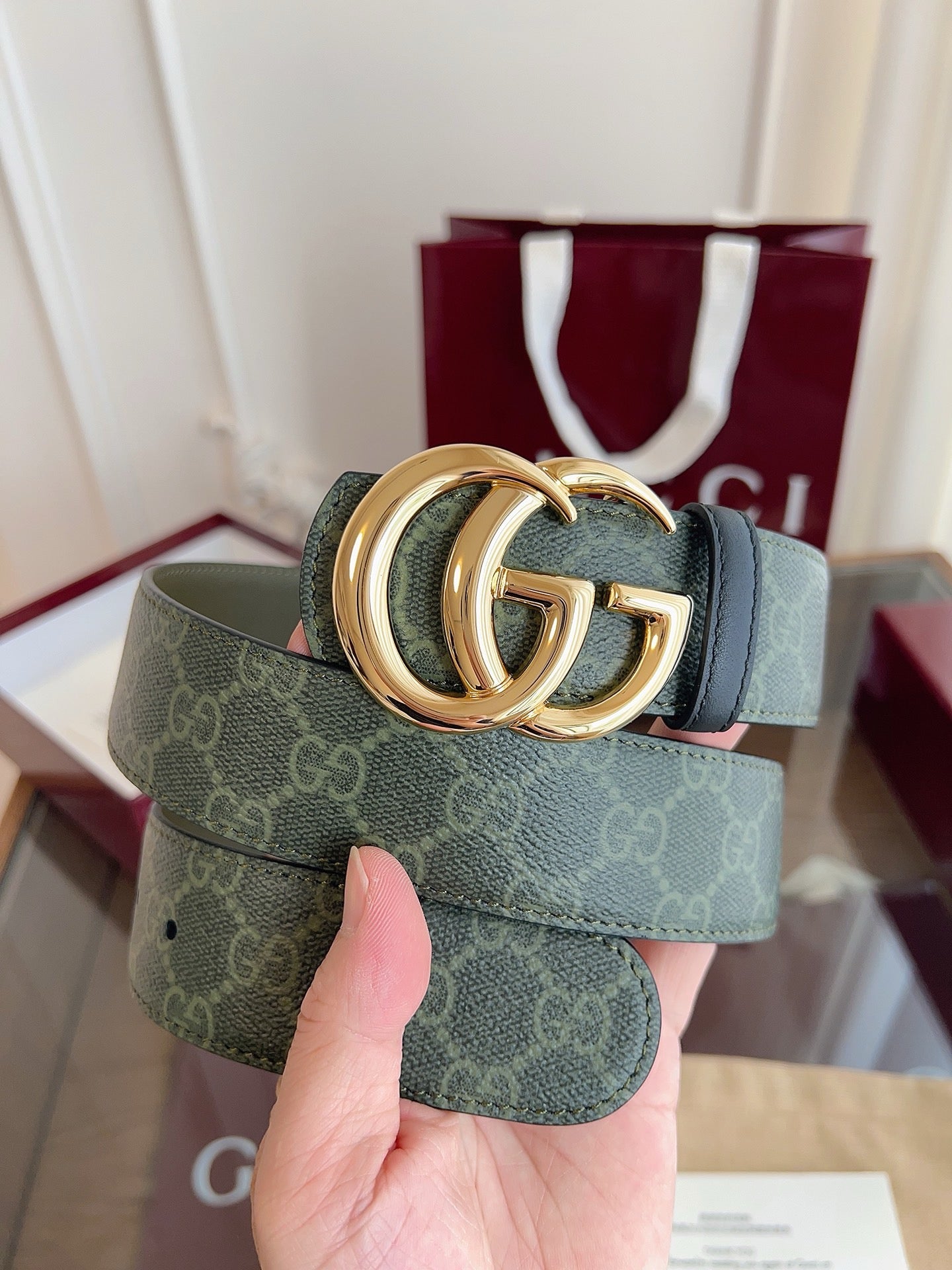 Grey and Dark green Belt - FashionHype.xyz