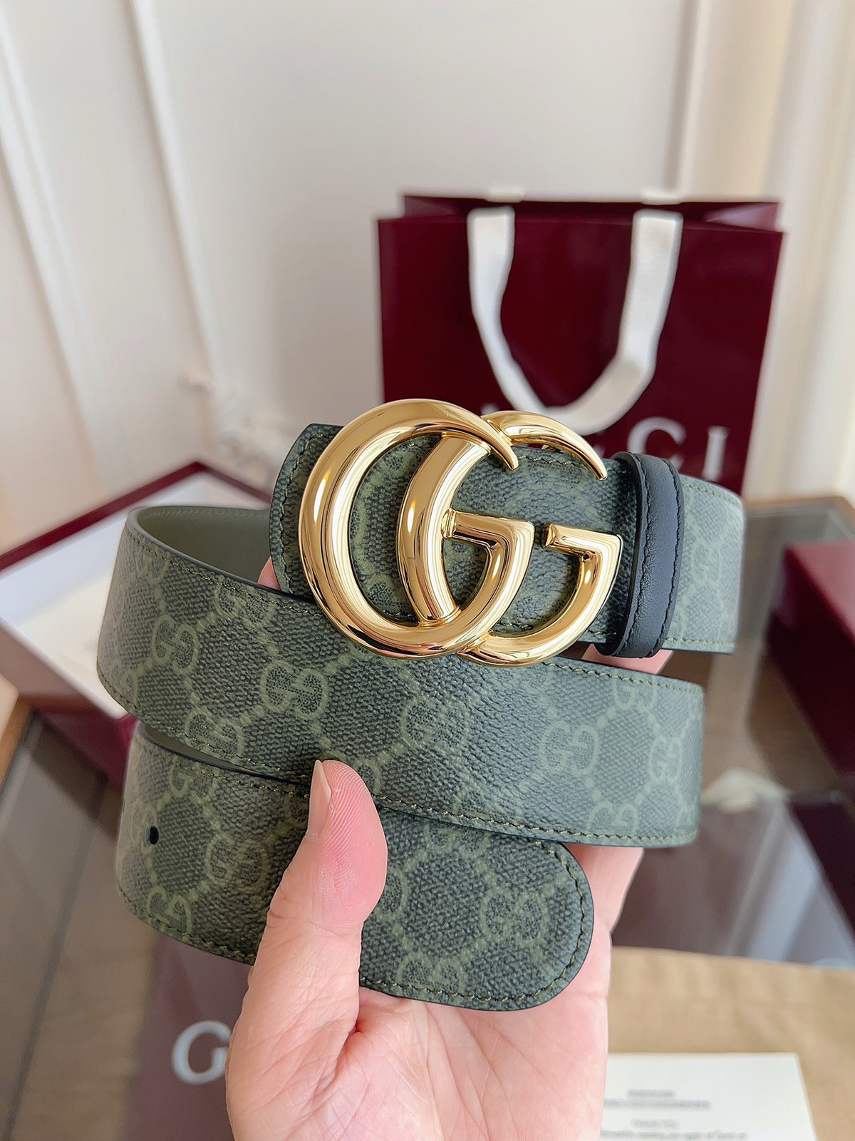 Grey and Dark green Belt - FashionHype.xyz