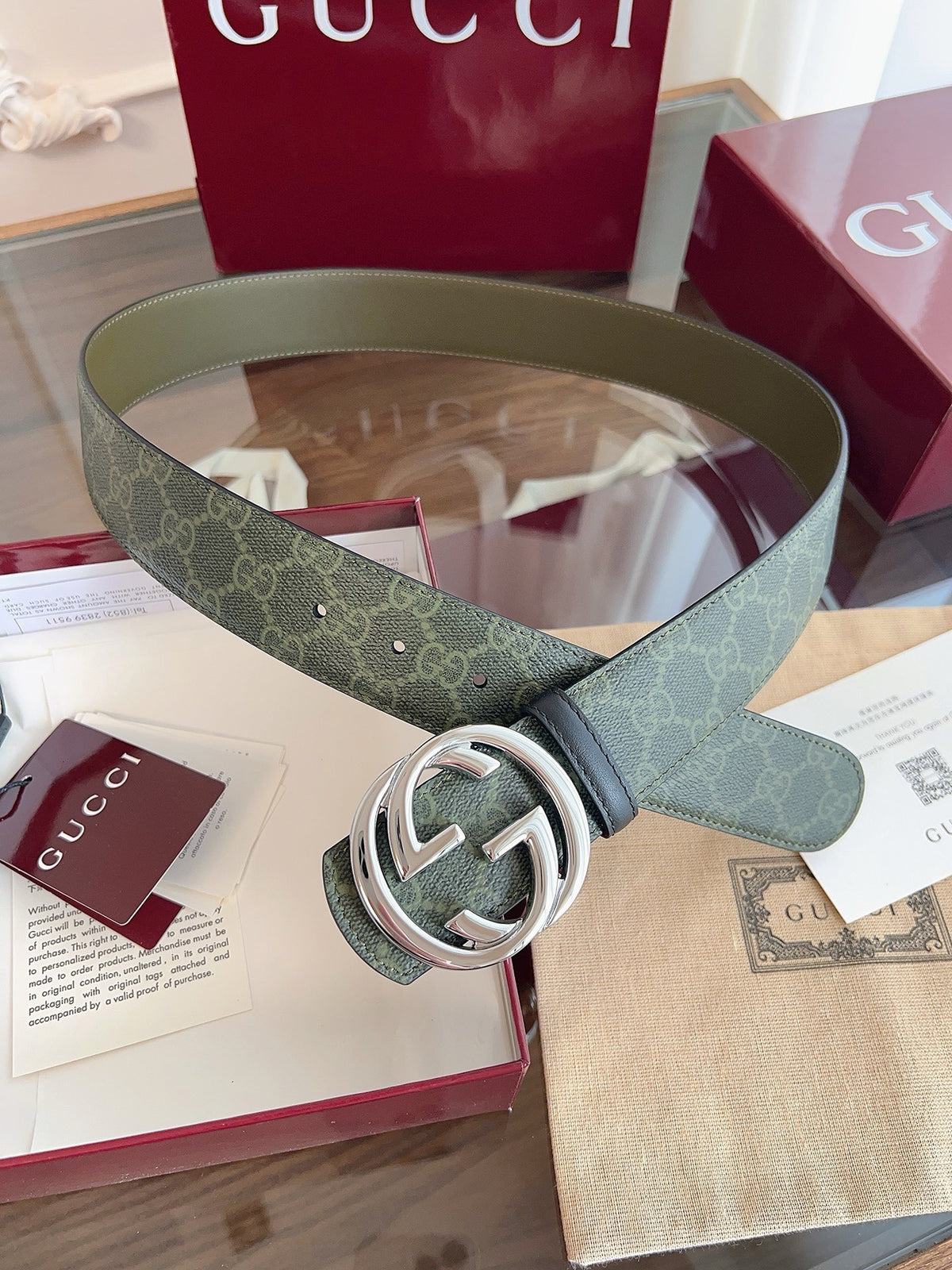 Grey and Dark green Belt - FashionHype.xyz