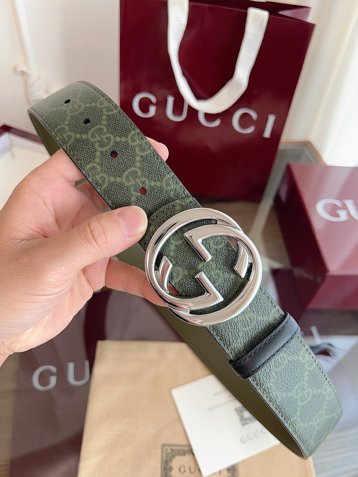 Grey and Dark green Belt - FashionHype.xyz