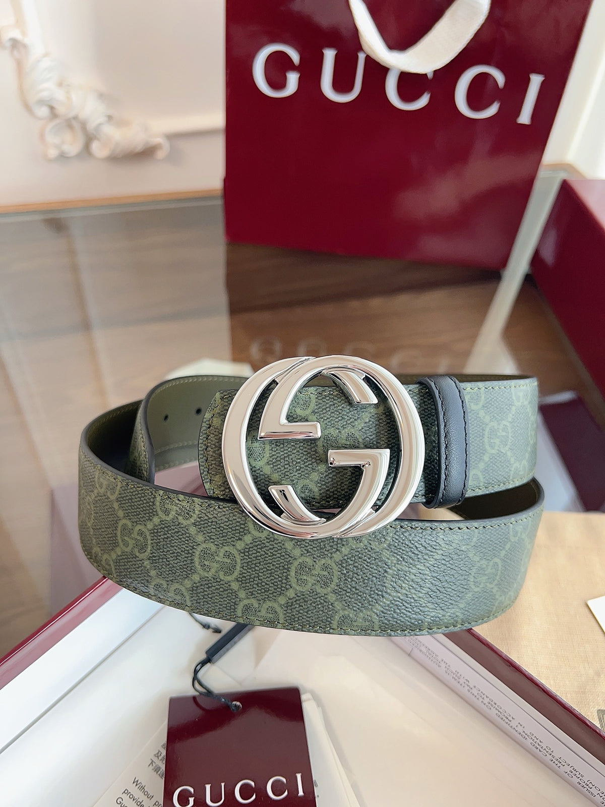 Grey and Dark green Belt - FashionHype.xyz