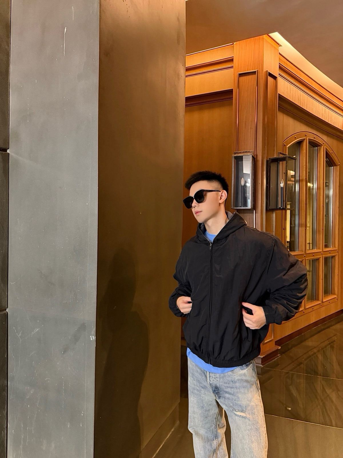 Black Reversible Hoodie