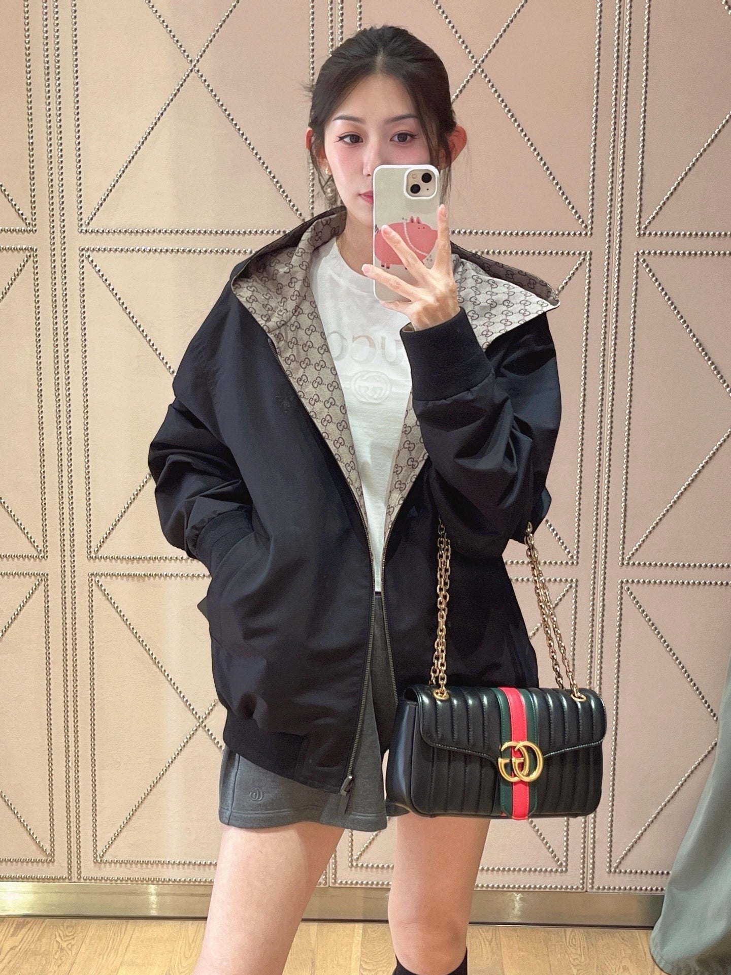 Black Reversible Hoodie