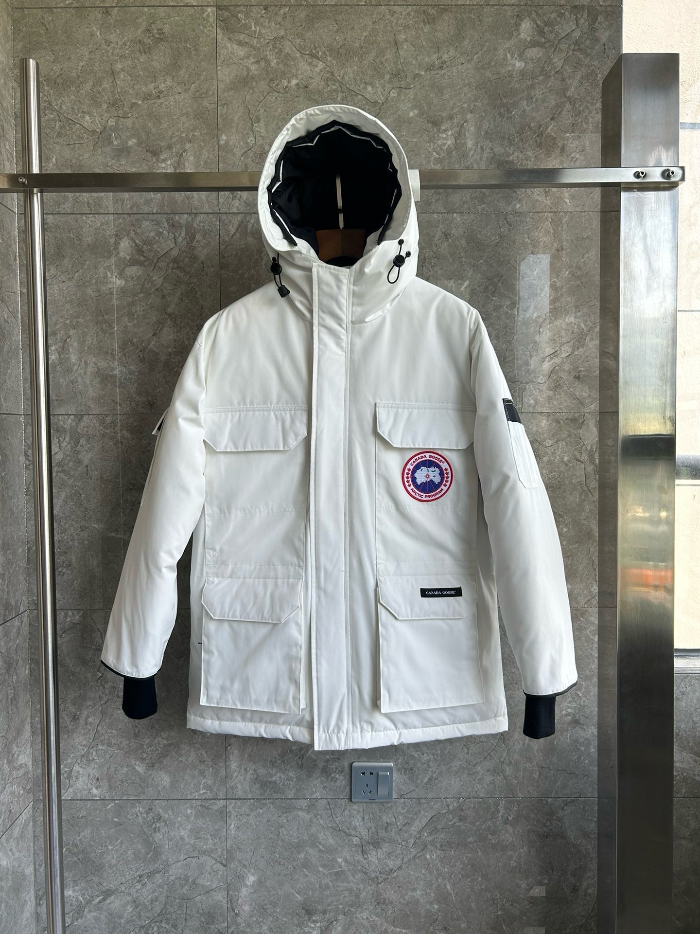 White, Grey, Red and Black Jacket - FashionHype.xyz