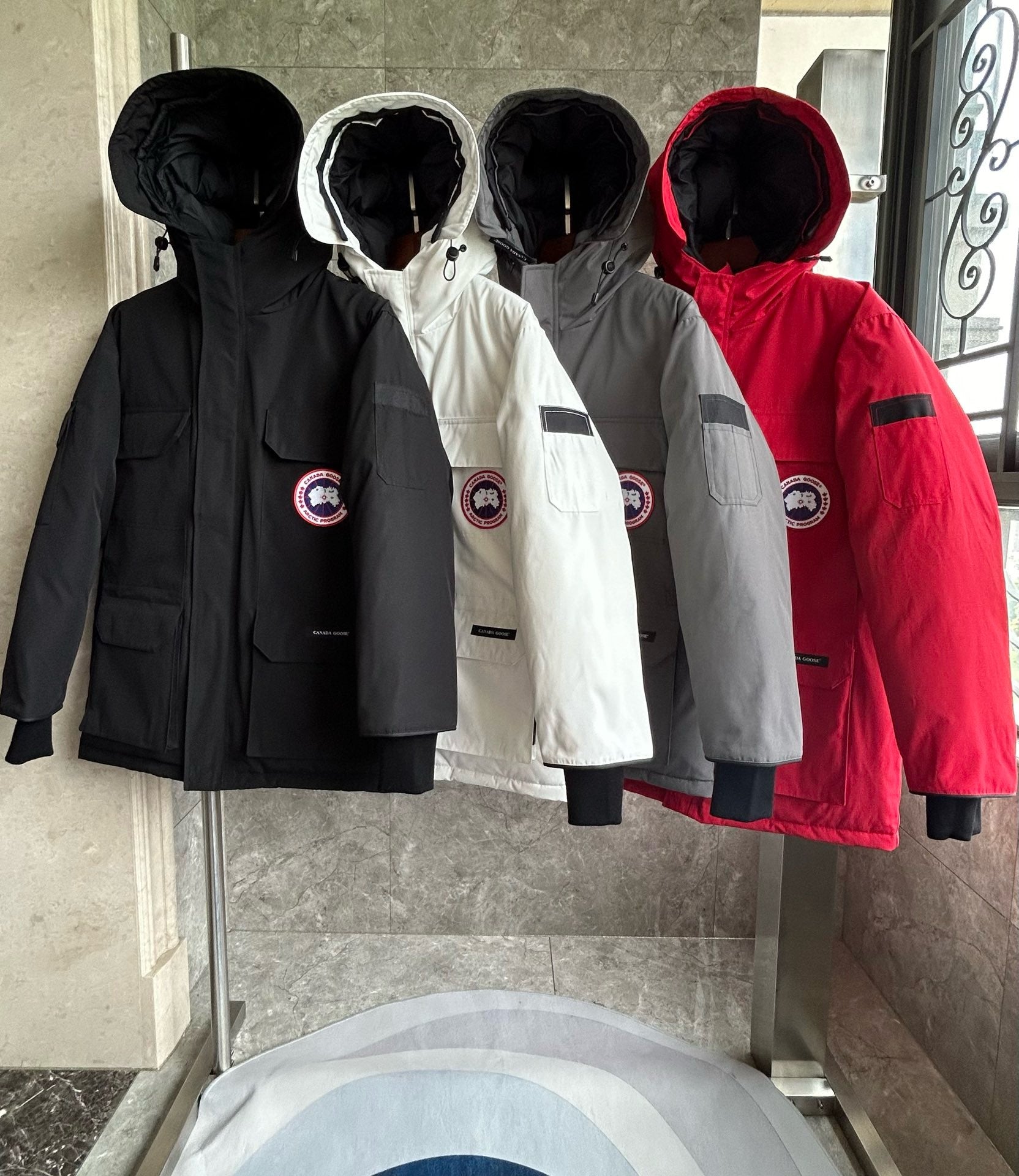 White, Grey, Red and Black Jacket - FashionHype.xyz