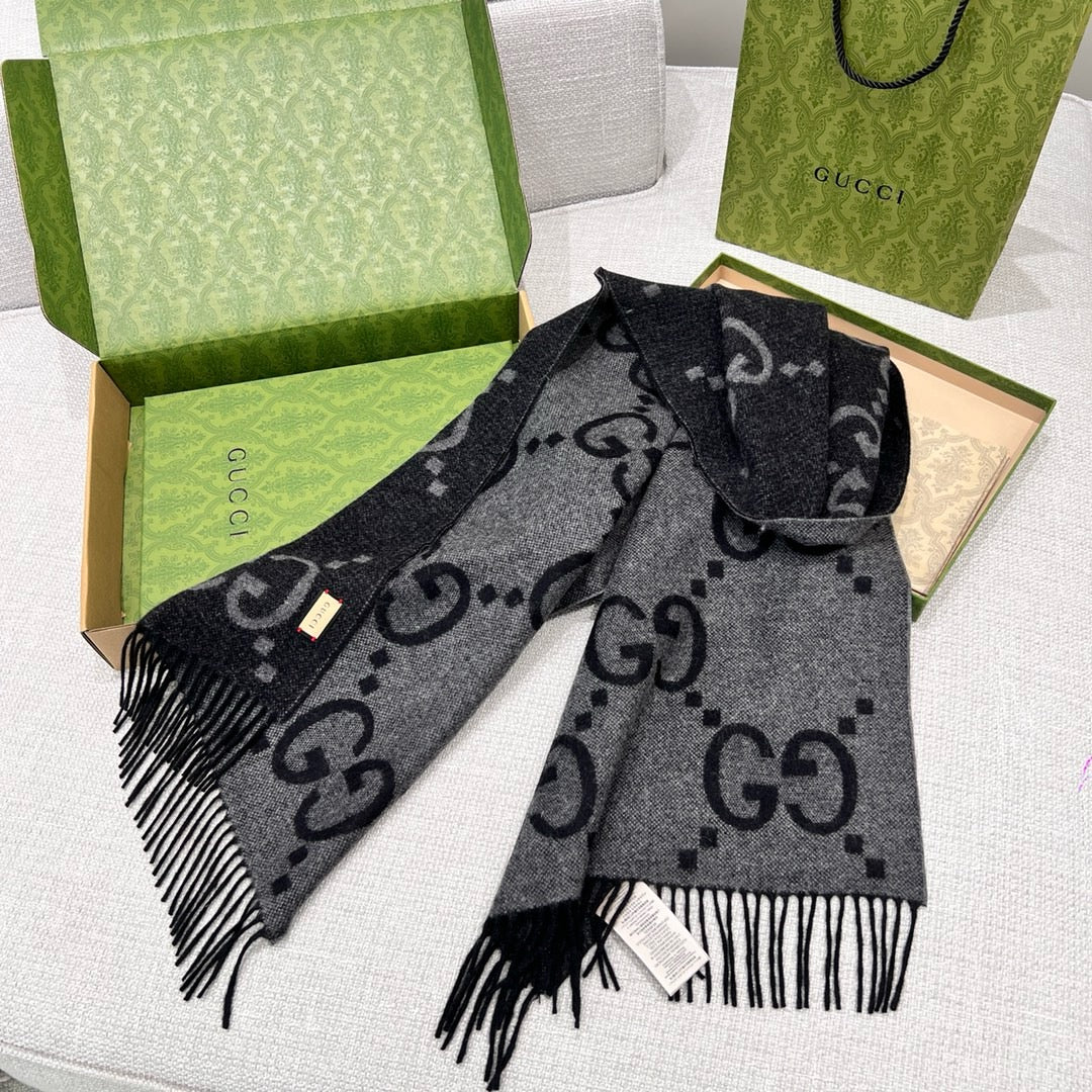 Black Gray Scarf - FashionHype.xyz
