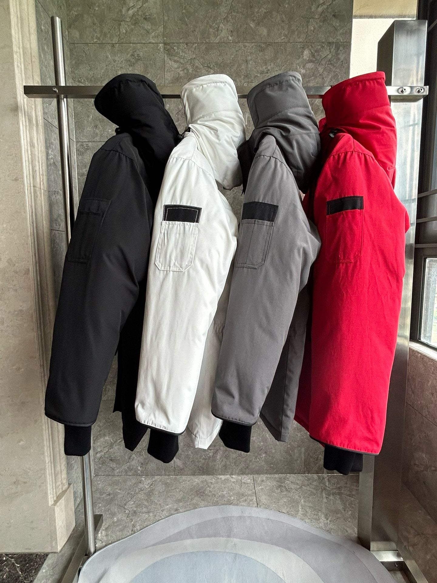 White, Grey, Red and Black Jacket - FashionHype.xyz