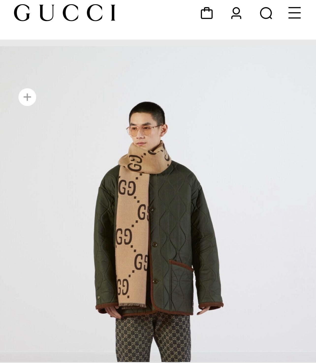 Khaki Dark Red Scarf - FashionHype.xyz