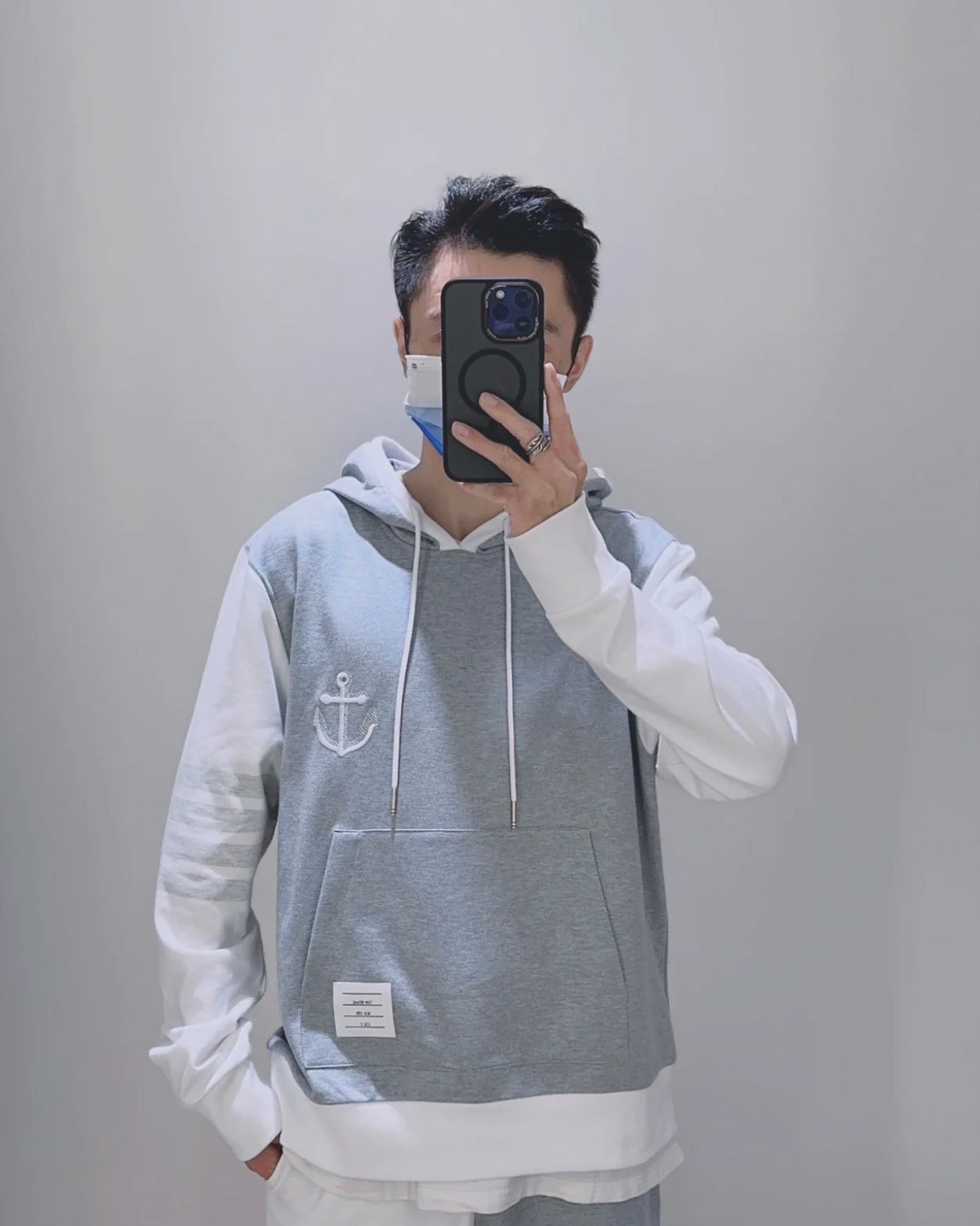 Grey White Hoodie - FashionHype.xyz