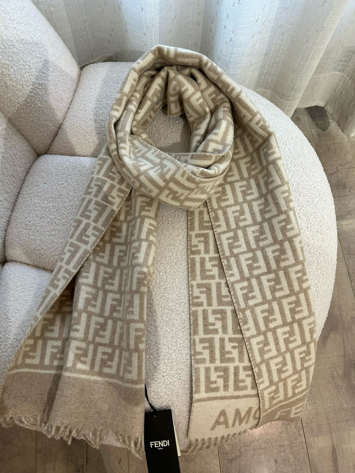 Beige and Brown Scarf - FashionHype.xyz