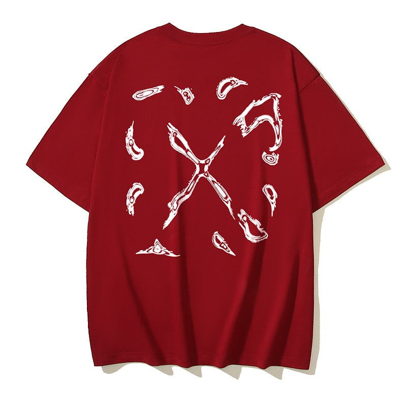 Red,Black and White T-shirt - FashionHype.xyz