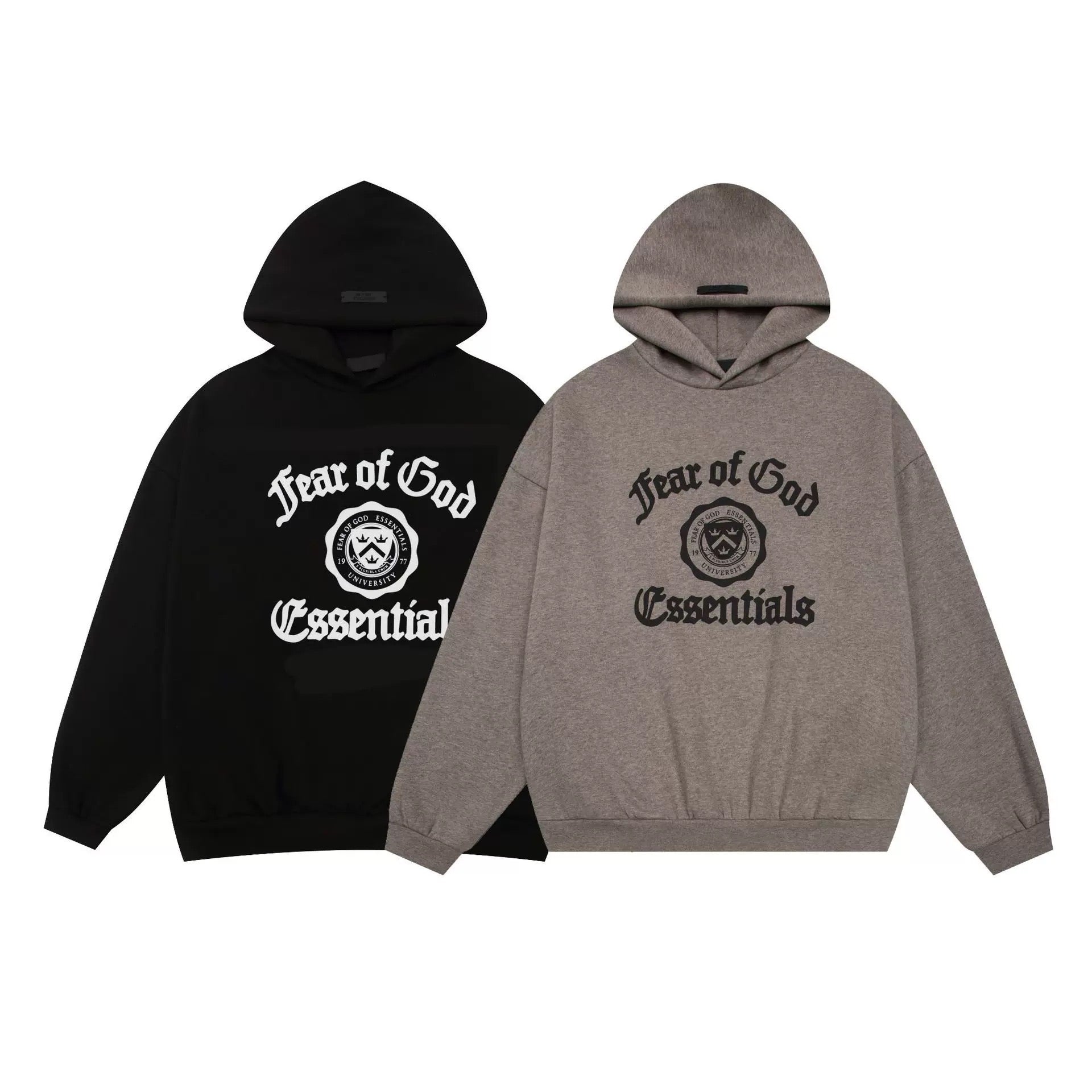 Schwarzer und dunkelnebelgrauer Hoodie