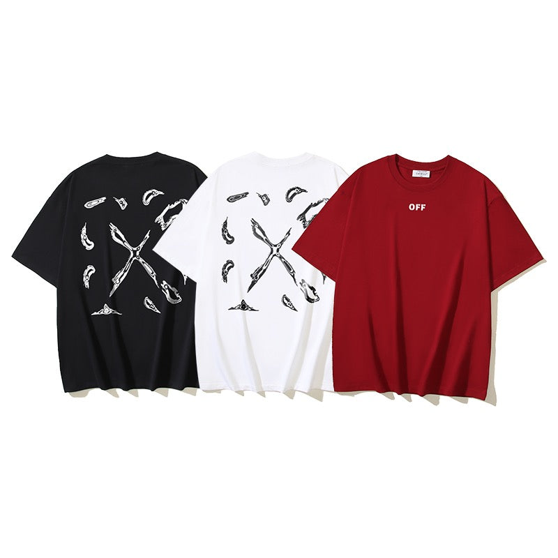 Red,Black and White T-shirt - FashionHype.xyz